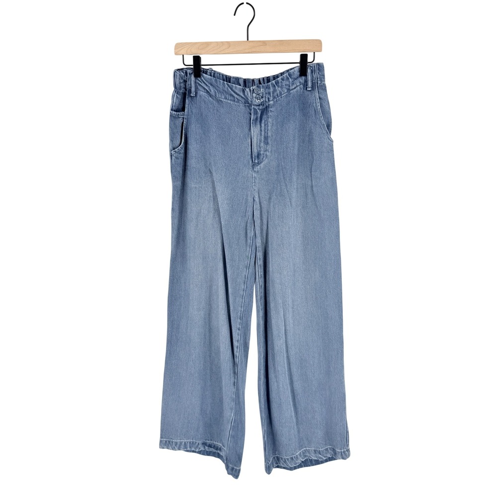 YFB Young Fabulous & Broke Wide Leg Pants Blue Large Tencel Modal Boho Relaxed